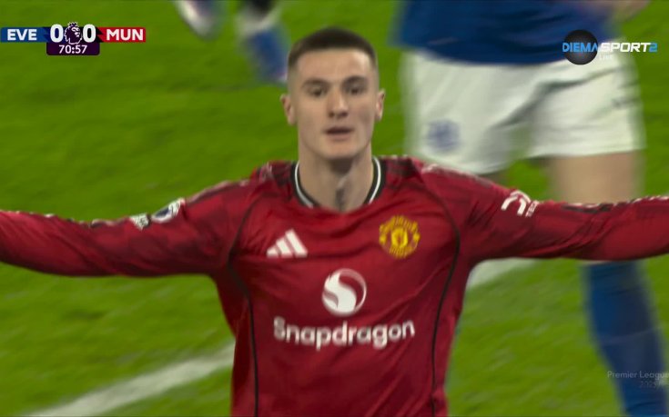 Бенямин Шешко изведе Ман Юнайтед напред срещу Евертън (видео)