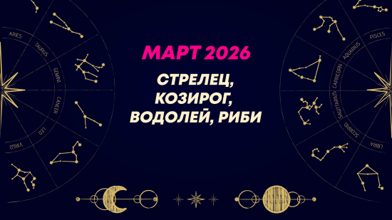Месечен хороскоп за март 2026 за зодиите Стрелец, Козирог, Водолей и Риби