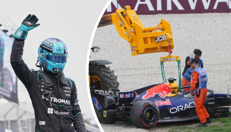 Ръсел Верстапен - Доминация на Мерцедес в квалификацията в Австралия, Верстапен катастрофира