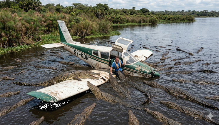 самаолет - В УСТАТА НА ЗВЯРА: Самолет падна във води пълни с крокодили!