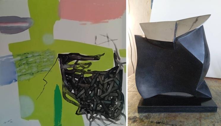 Вежди Рашидов - Иван Янев с картини и пластики при Вежди