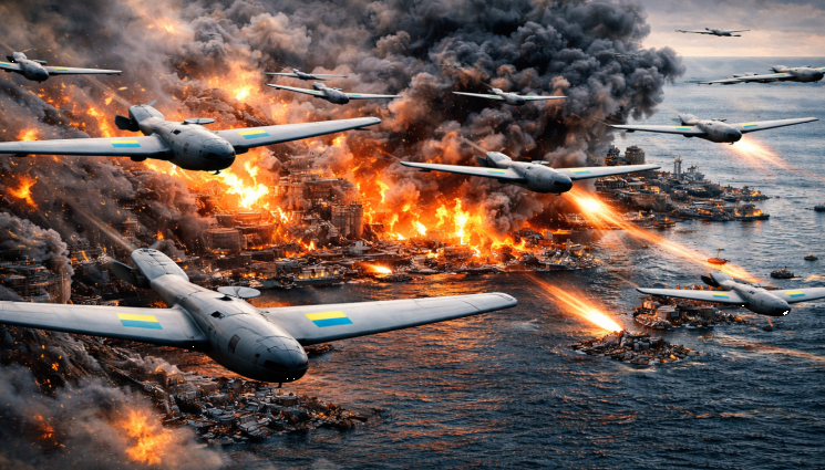 украйна дронове - ДЪЖД ОТ УКРАИНСКИ ДРОНОВЕ НАД РУСИЯ! Удариха ключово пристанище, откъдето Путин изнася петрол и торове