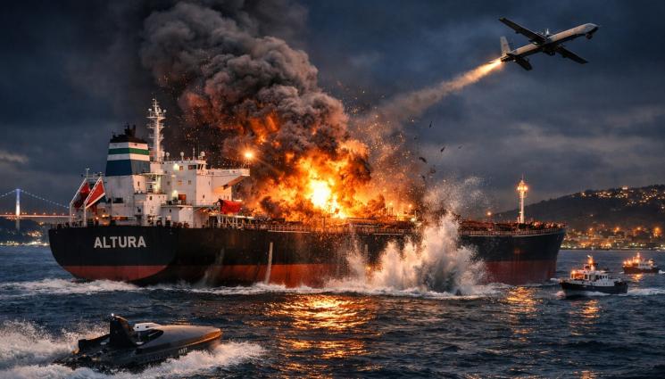 дрон черно море алтура танкер - АТАКА С ДРОН В ЧЕРНО МОРЕ! Танкер с 140 000 тона петрол ударен край Босфора