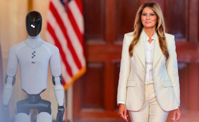 Мелания Тръмп се разходи рамо до рамо с хуманоиден робот в Белия дом