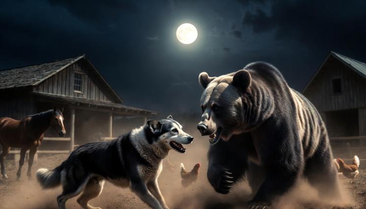 куче мечка - Полусляпо куче надви мечка (СНИМКИ)