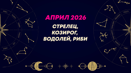 Месечен хороскоп за април 2026 за зодиите Стрелец, Козирог, Водолей и Риби