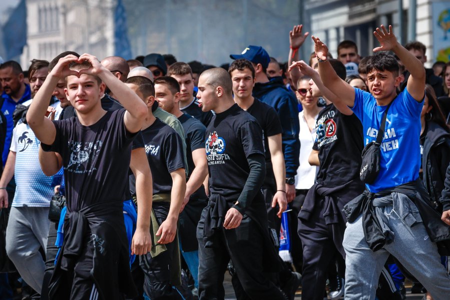 Шествие на феновете на Левски преди дербито с ЦСКА1