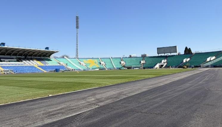 Национален стадион Васил Левски - Приключва първият етап от обновяването на атлетическата писта на Националния стадион „Васил Левски“