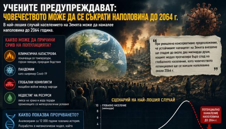 a - УЧЕНИТЕ ПРЕУПРЕЖДАВАТ: Човечеството може да намалее наполовина до 2064 г.!