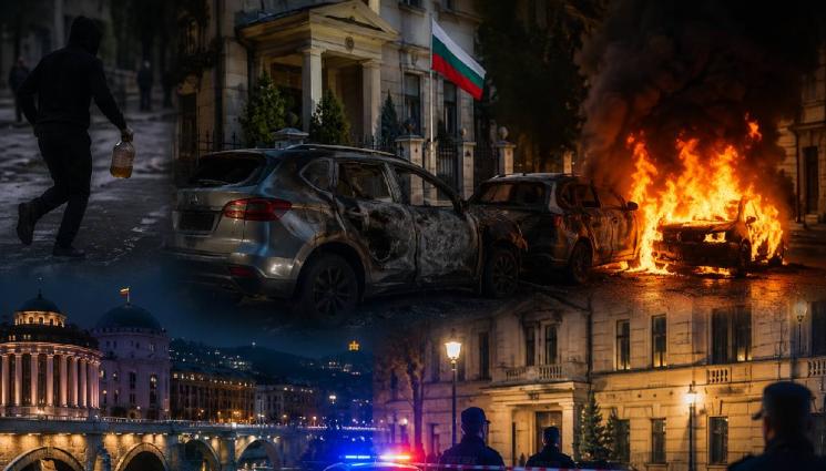 скопие софия посолство палеж кола - Запалиха коли на българското посолство в Скопие!