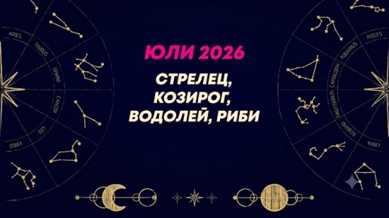 Месечен хороскоп за юли 2026 за зодиите Стрелец, Козирог, Водолей и Риби