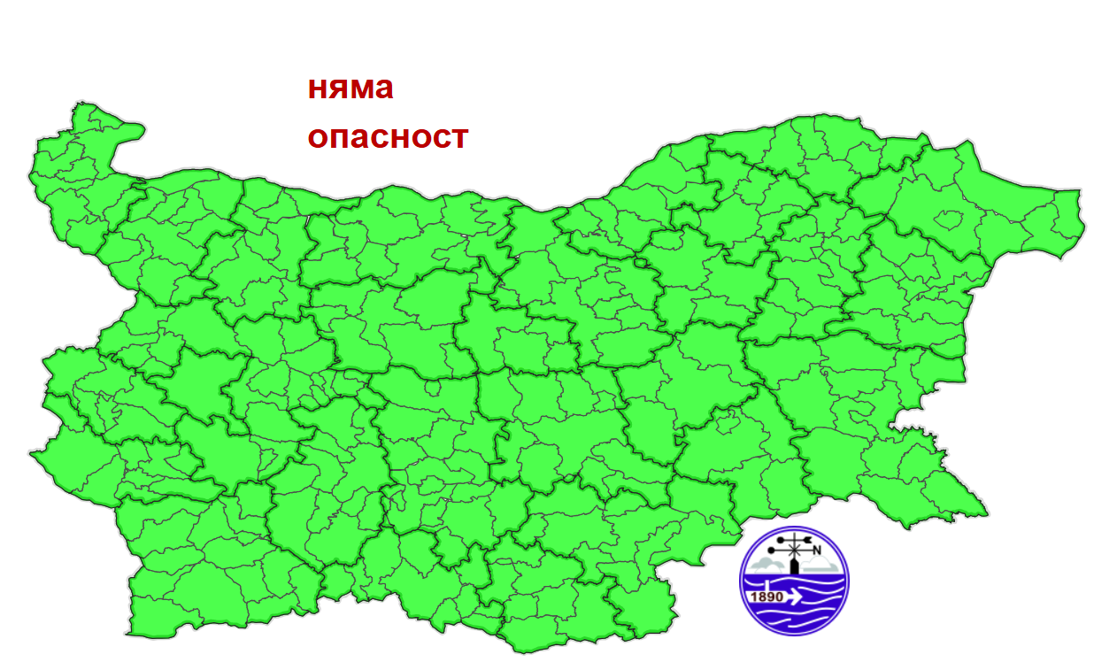 Карта на прогнозираните опасни явления в Република България за 31.07.2026 г.