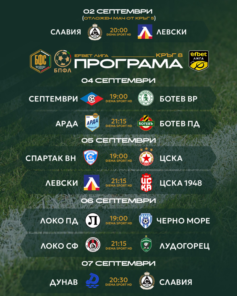 efbet Лига програма 8 кръг