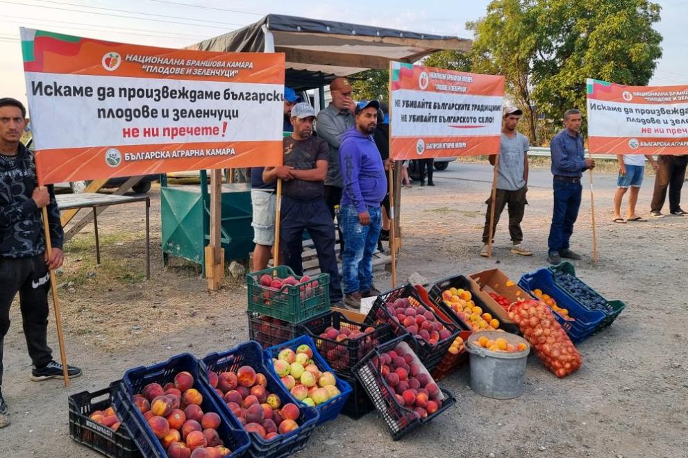 Производители на праскови блокираха пътя Сливен – Стара Загора