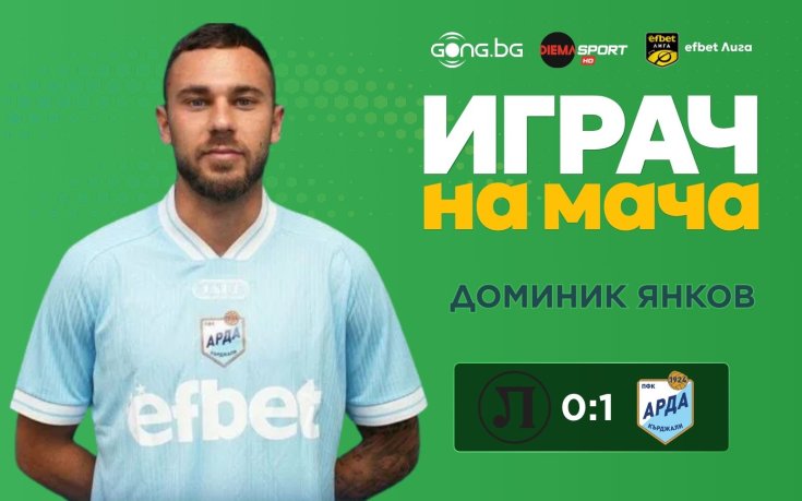 Доминик Янков бе избран за Играч на мача Локо Пд - Арда