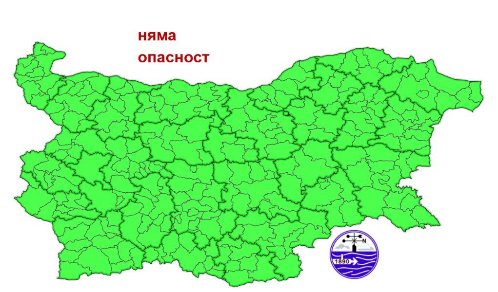 Карта на прогнозираните опасни явления в Република България за 01.09.2026 г.