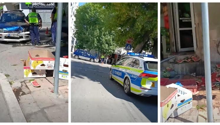 s - ИЗНЕВИДЕЛИЦА: Кола се вряза в магазин във Варна, има ранена жена