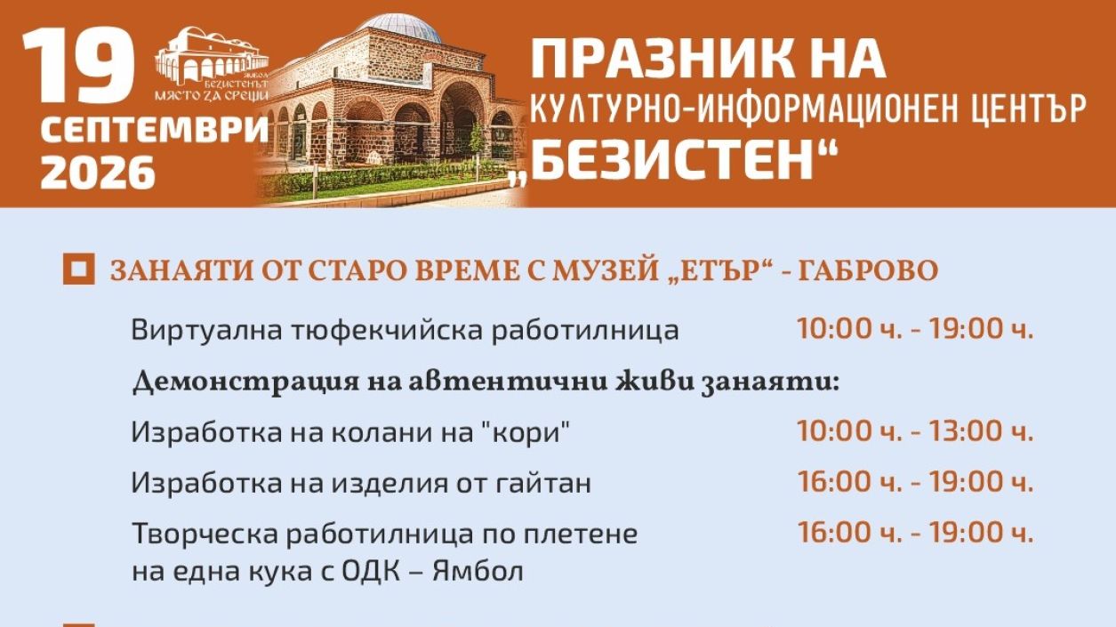 Петвековният „Безистен“ в Ямбол празнува с музика, живопис и дигитални занаяти