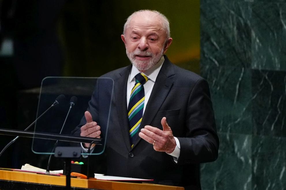 Бразилският президент Луиз Инасио Лула да Силва говори пред Общото събрание на ООН