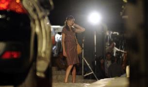 Карла Бруни-Саркози на снимачната площадка