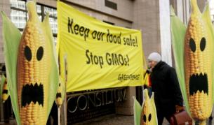 Природозащитниците от Green peace често организират протести около сградата та ЕК в Брюксел срещу генно модицифицираните семена и храни