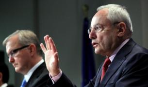 Оли Рен и Жак Баро на пресконференцията днес