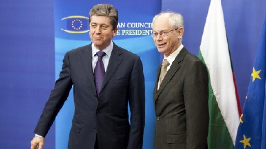 Държавният глава Георги Първанов се срещна с президента на ЕС Херман ван Ромпой