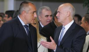 Министър-председателите на България Бойко Борисов и на Гърция Георгиос Папандреу преди сънместното заседание на двете правителства