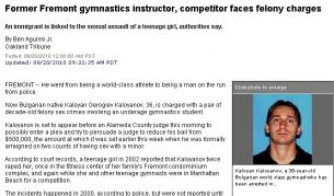 Страницата с публикацията за Калоянов във в. "Окланд трибюн" и негова снимка