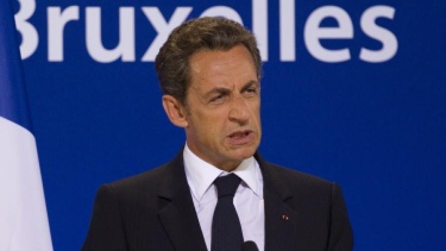 Френският президент Никола Саркози на Европейския съвет в Брюксел