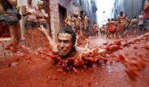 Не само пътниците в самолетите са почитатели на доматите. Миналата година в Испания над 40 хил. души участваха в националния бой с домати