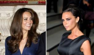 Кейт Мидълтън (вляво) и Виктория Бекъм