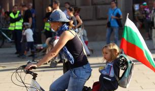 Някои от протестиращите са дошли на велосипеди